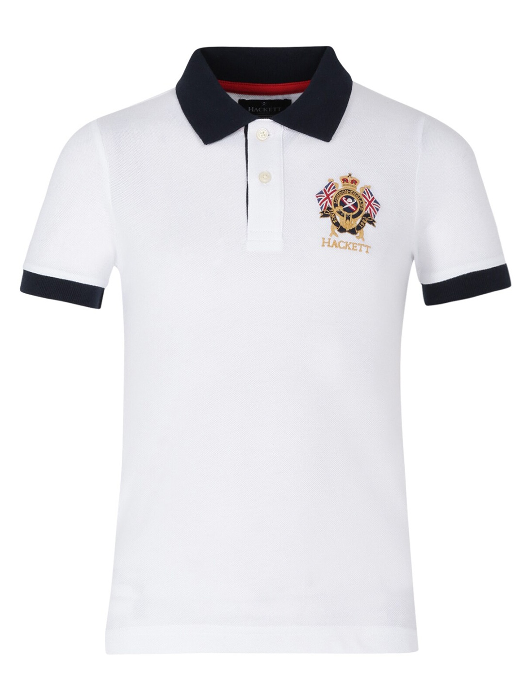

HACKETT LONDON Boys White Polo Collar Cotton T-shirt