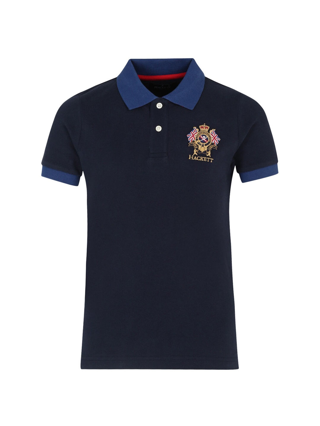 

HACKETT LONDON Boys Navy Blue Brand Logo Polo Collar T-shirt