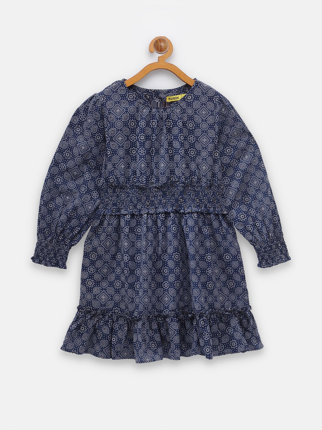 

NYNSH- PlusS Kids Blue Puff Sleeves Cotton Dress