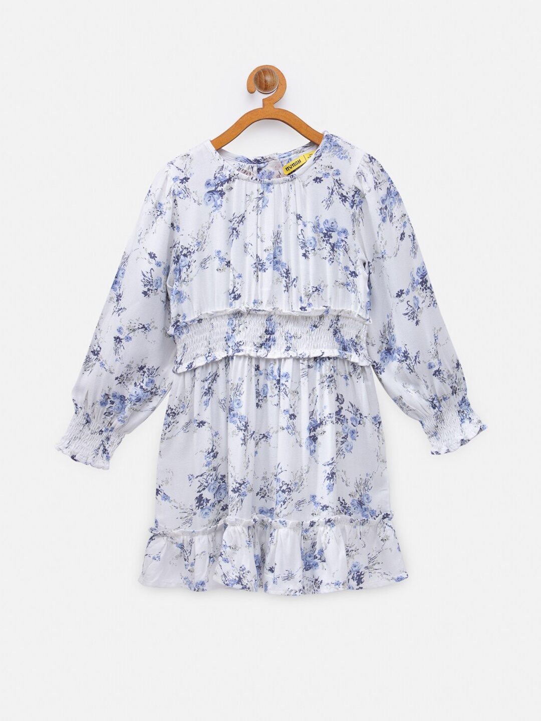 

NYNSH- PlusS Kids Girls White & Blue Floral Dress