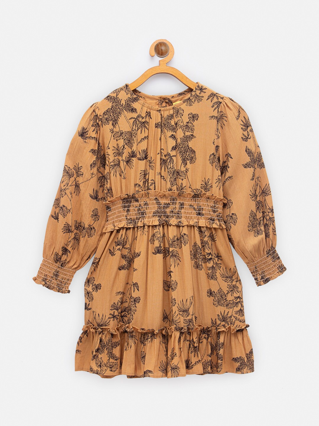 

NYNSH- PlusS Kids Girls Brown Floral Printed Dress