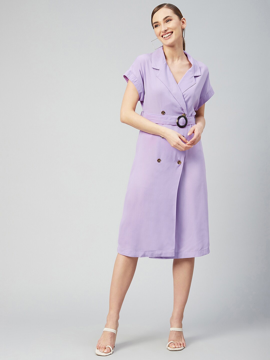 

Marie Claire Lavender Belted Blazer Midi Dress