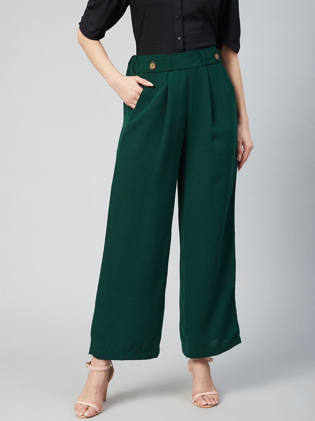 

Marie Claire Women Green Pleated Trousers