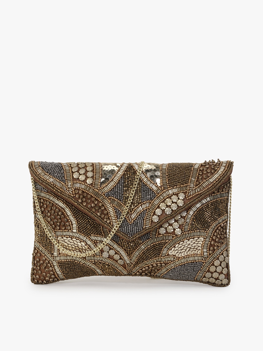 

Anekaant Women Copper-Toned Embellished Structured Sling Bag
