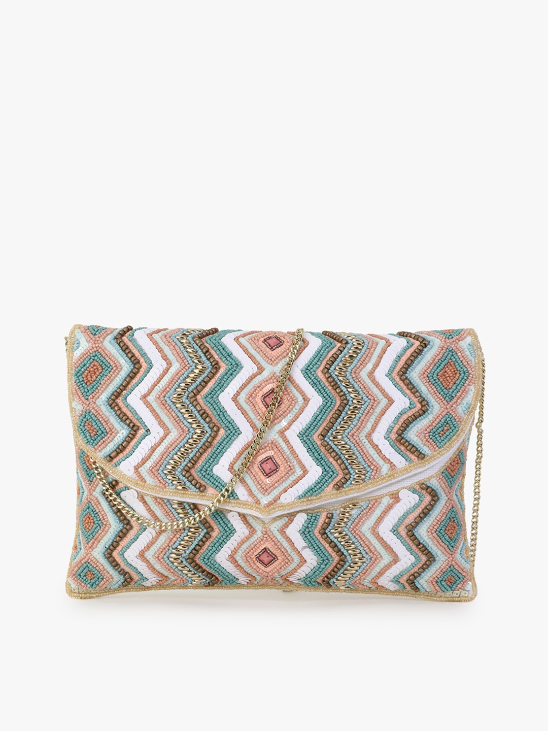 

Anekaant Multicoloured Geometric Embellished Structured Sling Bag, Multi