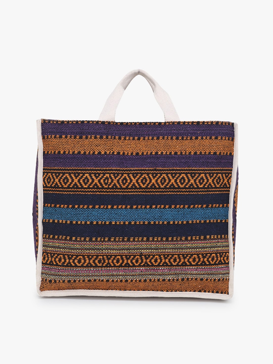 

Anekaant Multicoloured Swagger Tote Bag with Cut Work, Multi