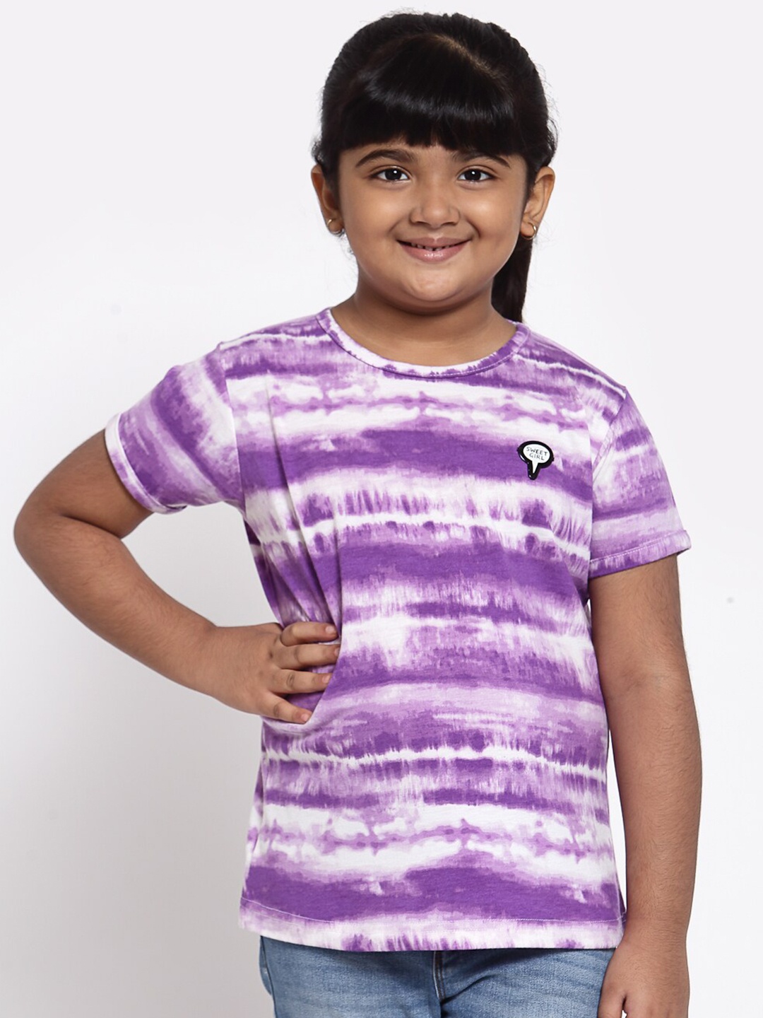 

NYNSH- PlusS Kids Girls Purple Tie and Dye Dyed Cotton T-shirt