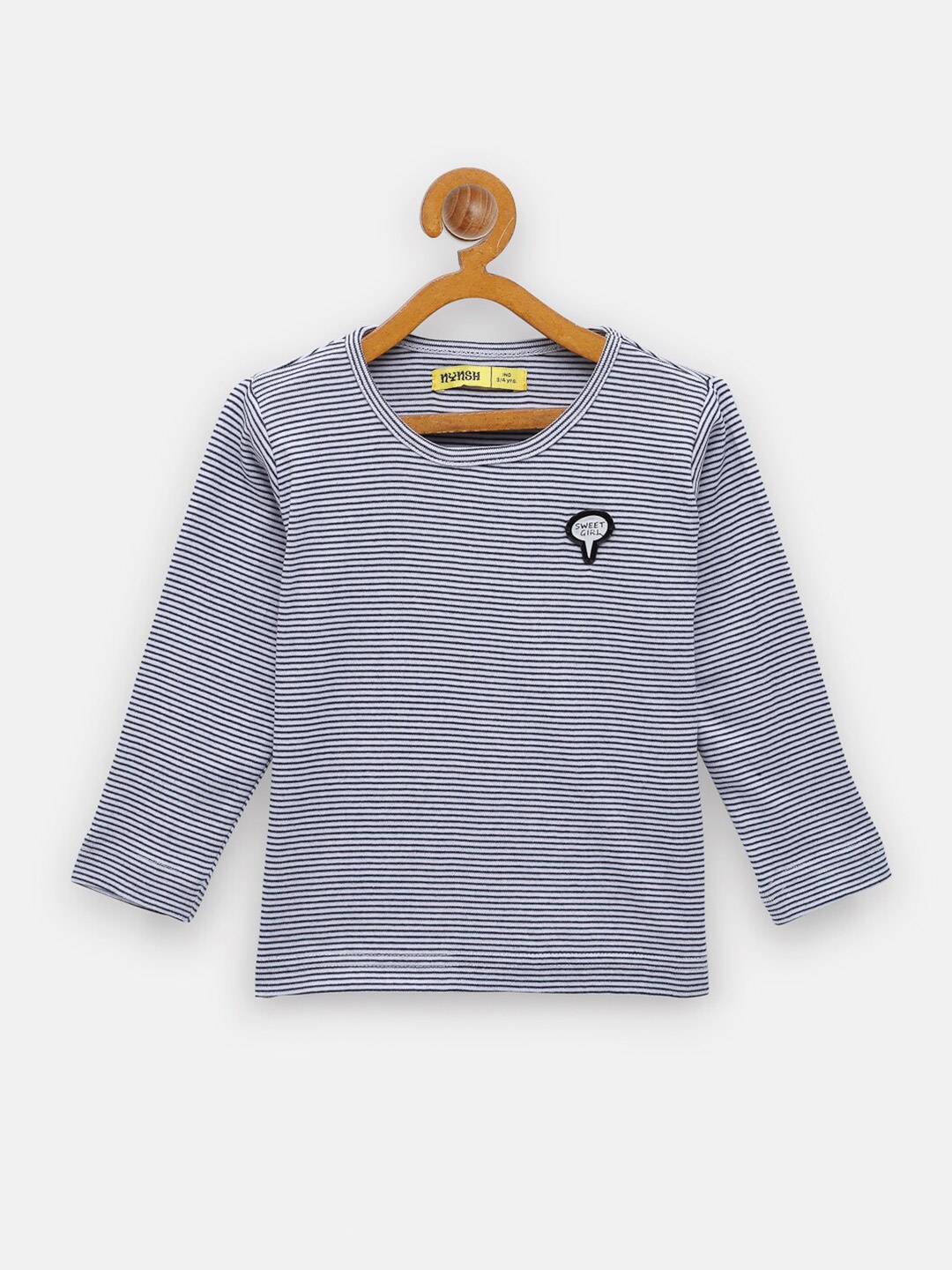 

NYNSH- PlusS Kids Girls White Striped Cotton T-shirt