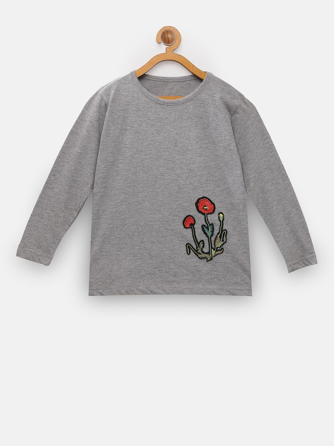 

NYNSH- PlusS Kids Girls Grey Floral Applique T-shirt