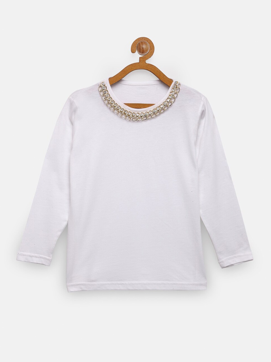 

NYNSH- PlusS Kids Girls White Embellished T-shirt