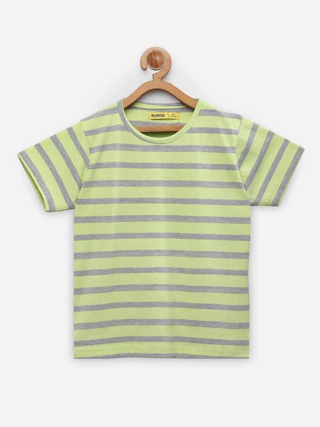 

NYNSH- PlusS Kids Girls Green Striped V-Neck Cotton T-shirt