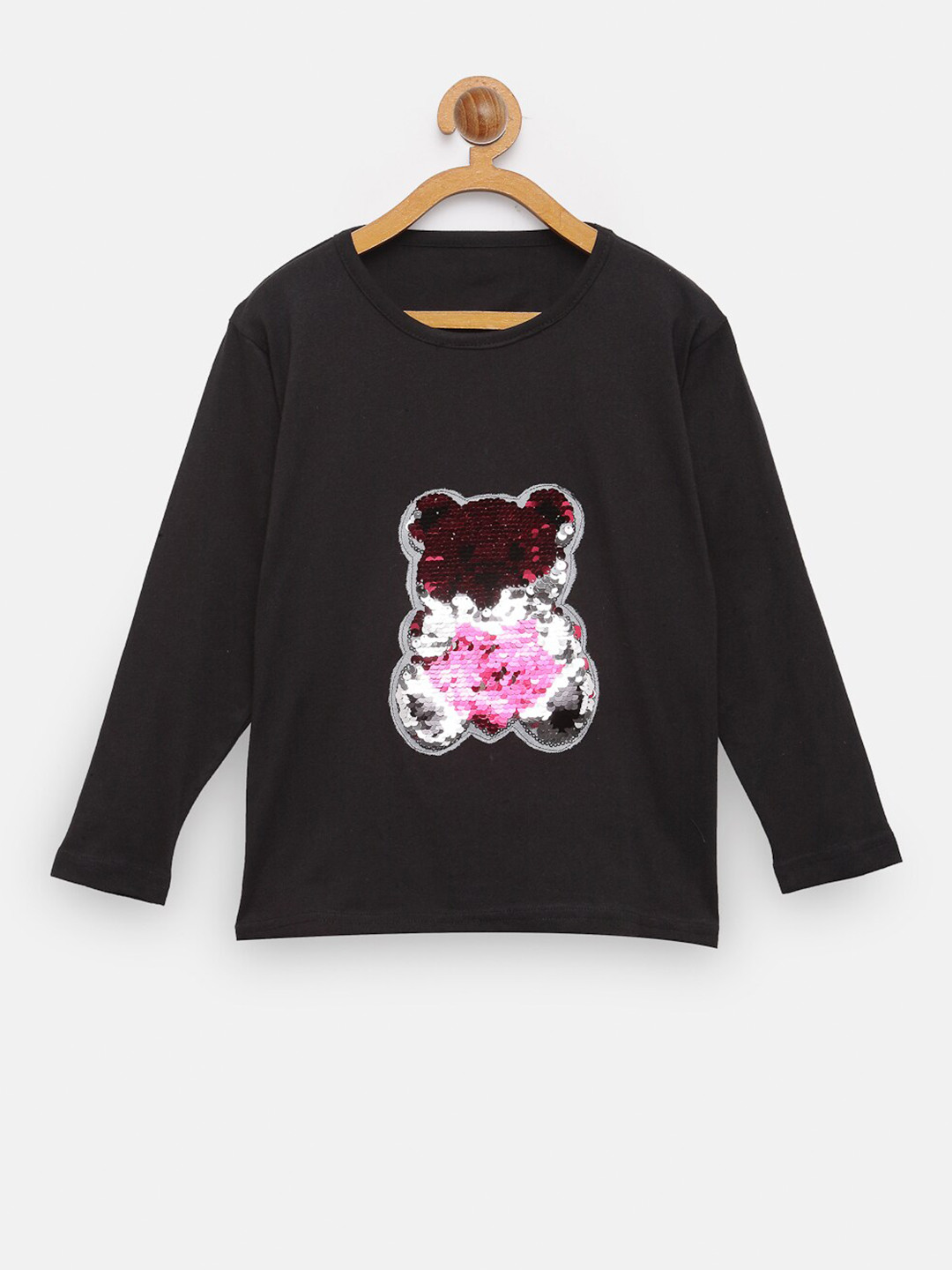 

NYNSH- PlusS Kids Girls Black Printed T-shirt