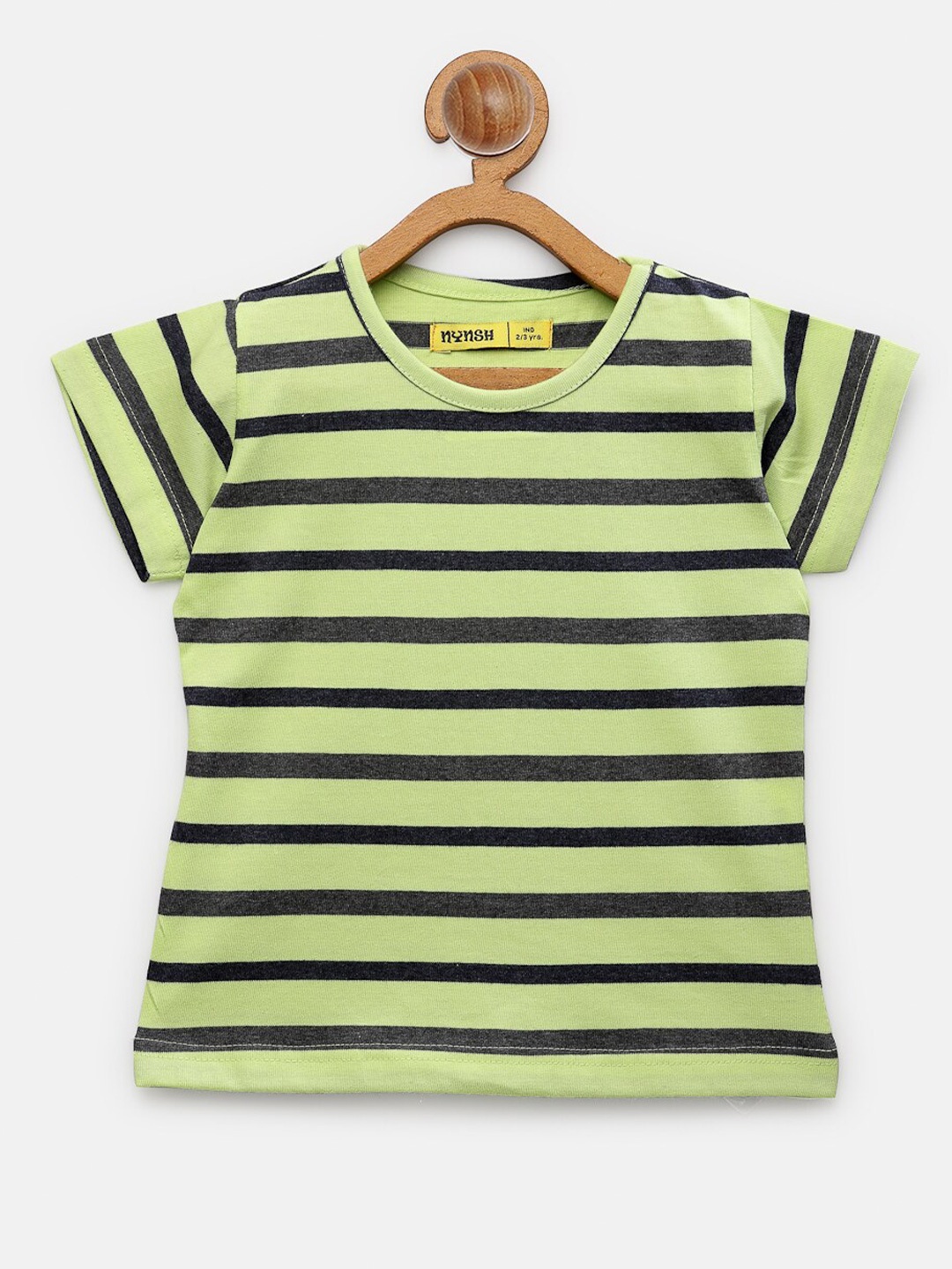 

NYNSH- PlusS Kids Girls Green Striped Cotton T-shirt