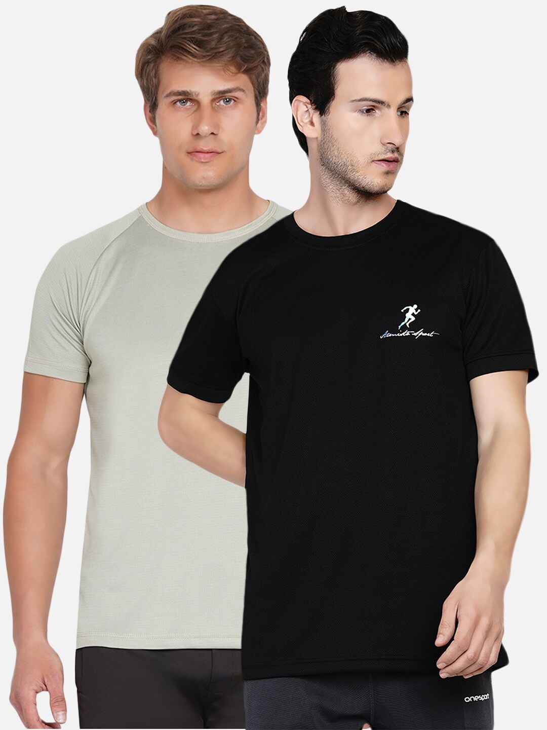 

ARMISTO Men Sea Green & Black Pack of 2 Dri-FIT Training or Gym T-shirt