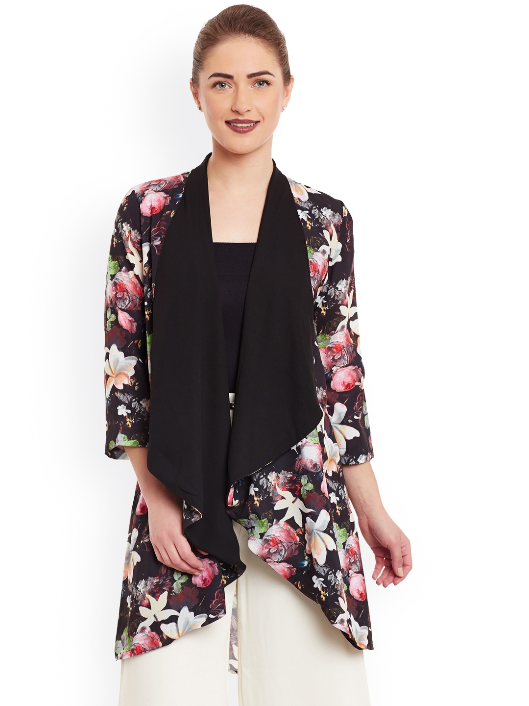 

Kazo Black Floral Print Shrug