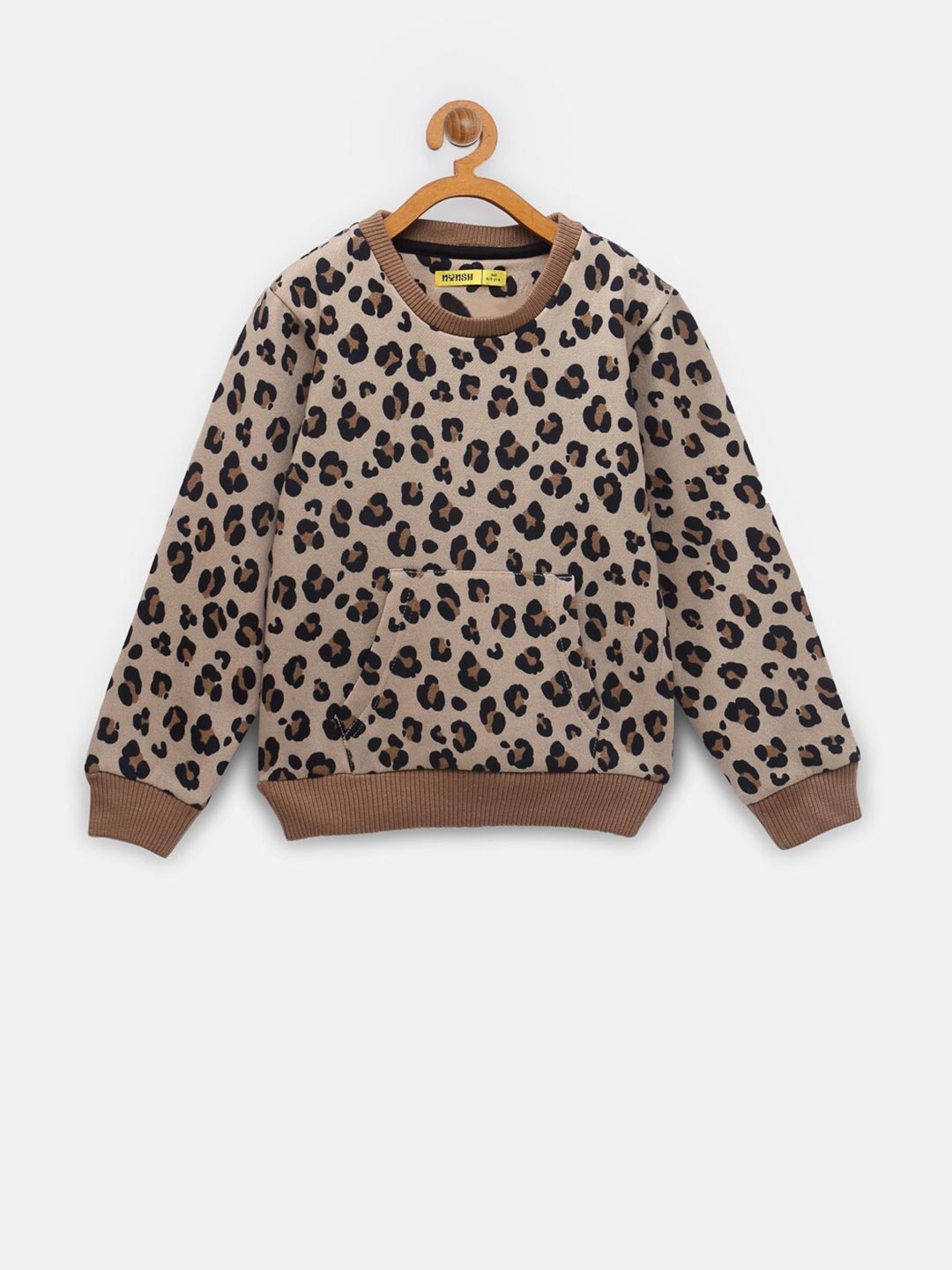 

NYNSH- PlusS Kids Girls Brown Printed Cotton Sweatshirt