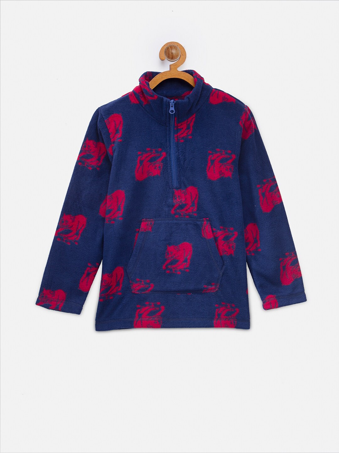 

NYNSH- PlusS Kids Girls Navy Blue Printed Cotton Sweatshirt