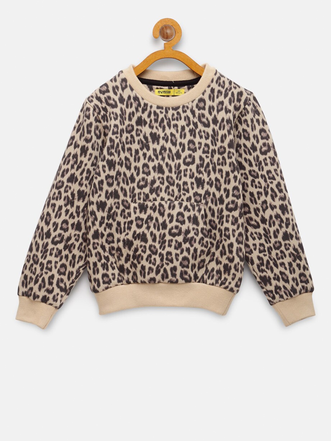 

NYNSH- PlusS Kids Girls Beige Printed Cotton Sweatshirt