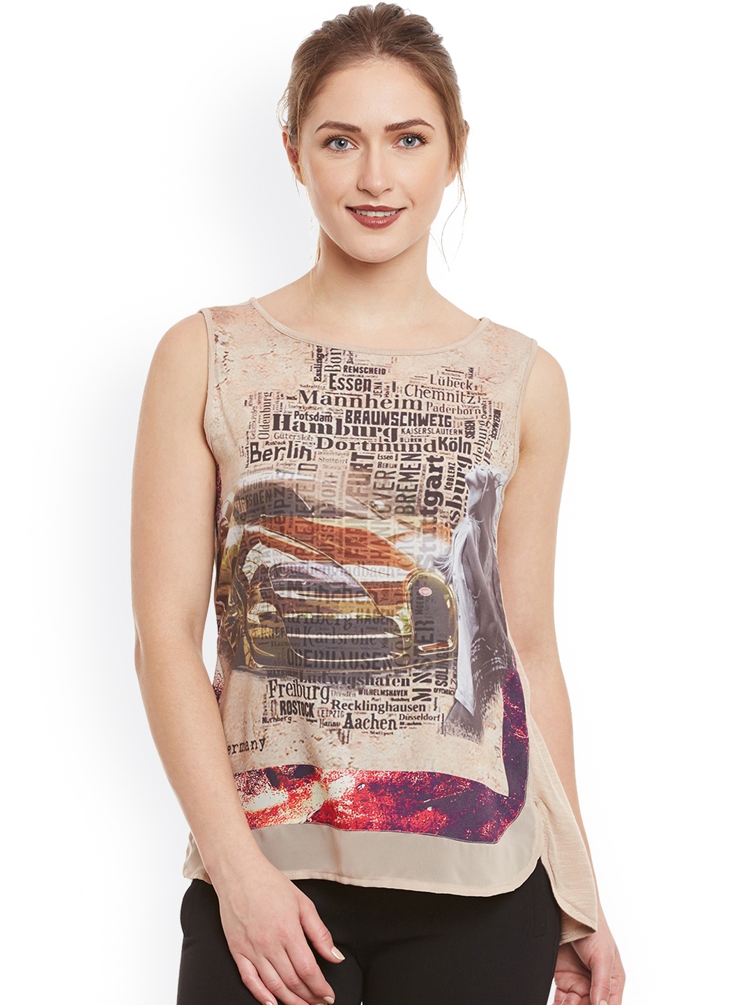 

Kazo Beige Printed Top