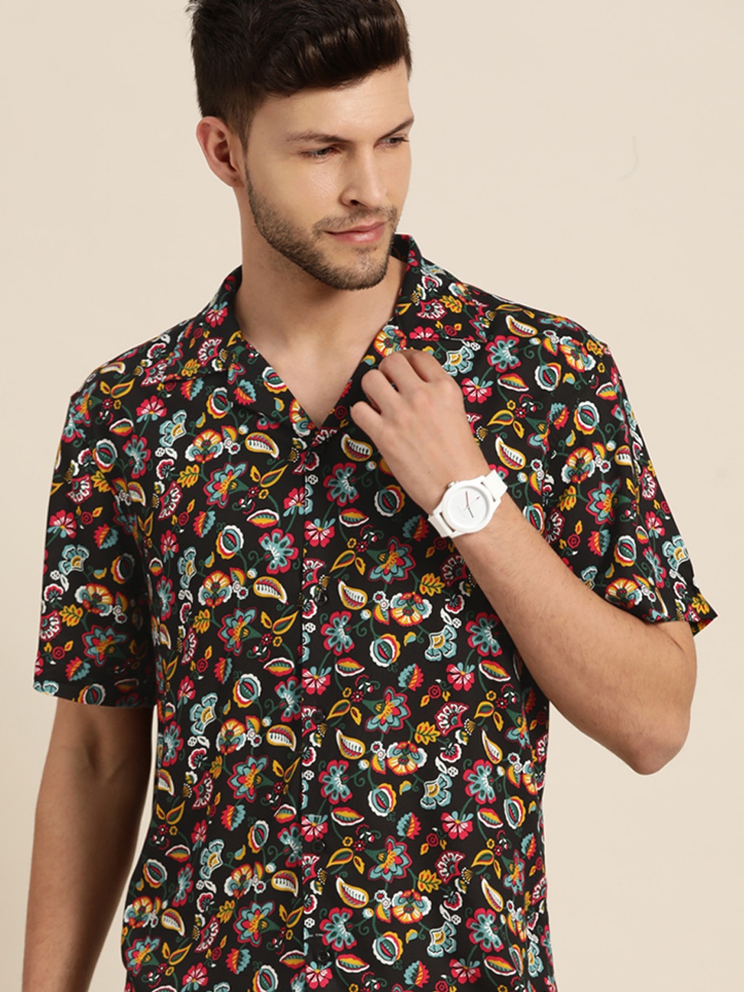 

Hancock Men Black & Red Relaxed Printed Casual Shirt