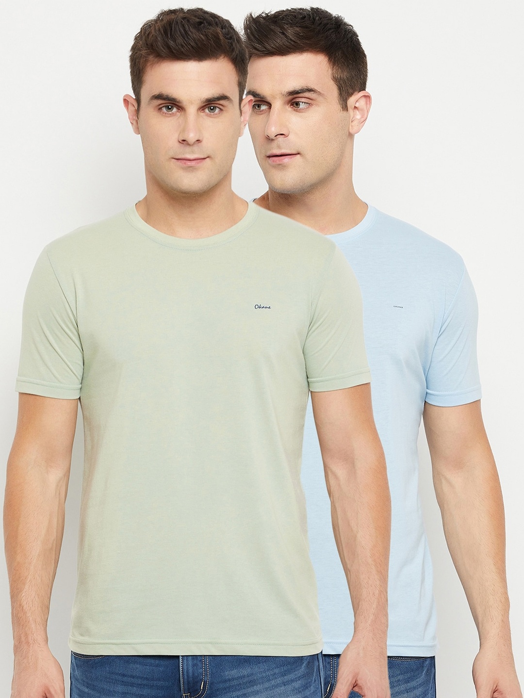 

Okane Men Blue & Green Pack of 2 T-shirt