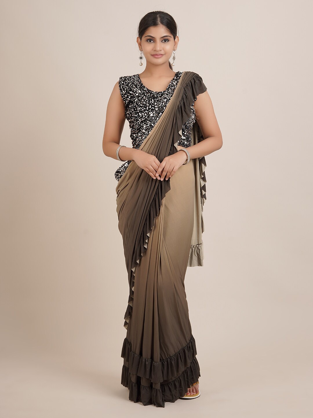 

Pothys Brown Satin Saree