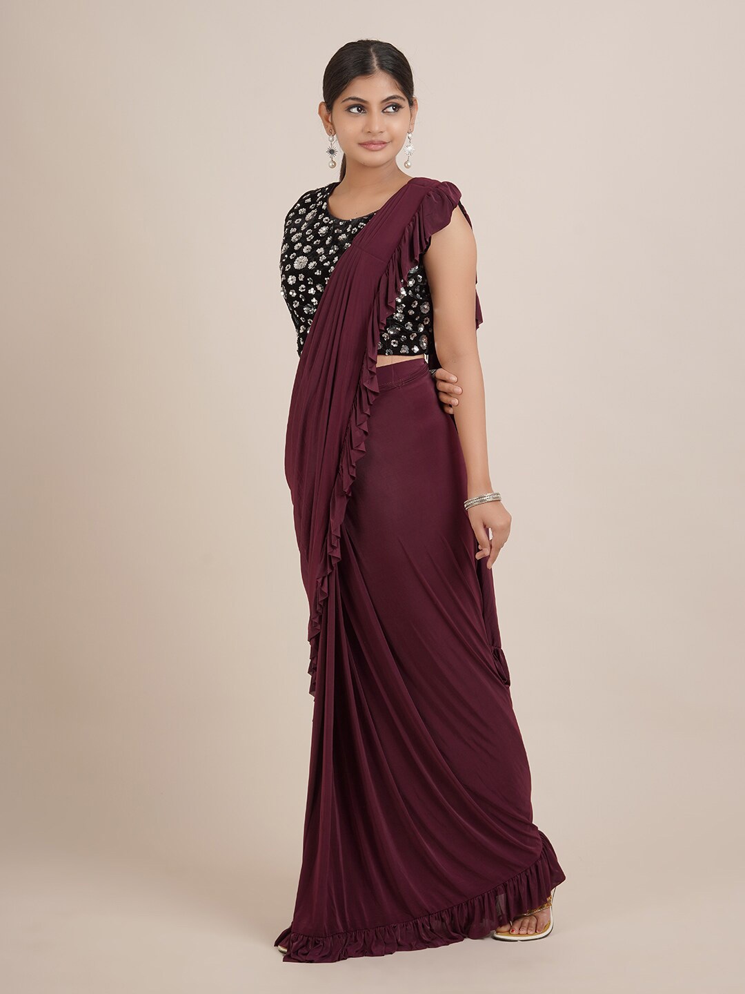 

Pothys Purple Satin Saree