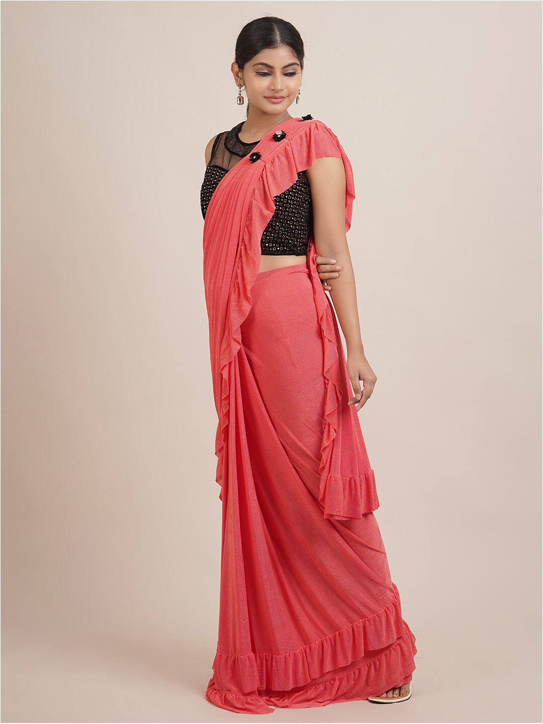 

Pothys Pink Satin Saree