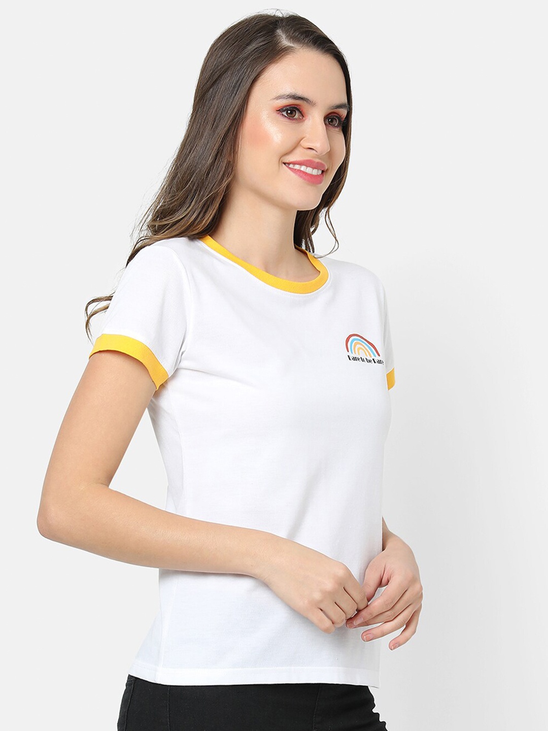 

Campus Sutra Women White Pure Cotton T-shirt
