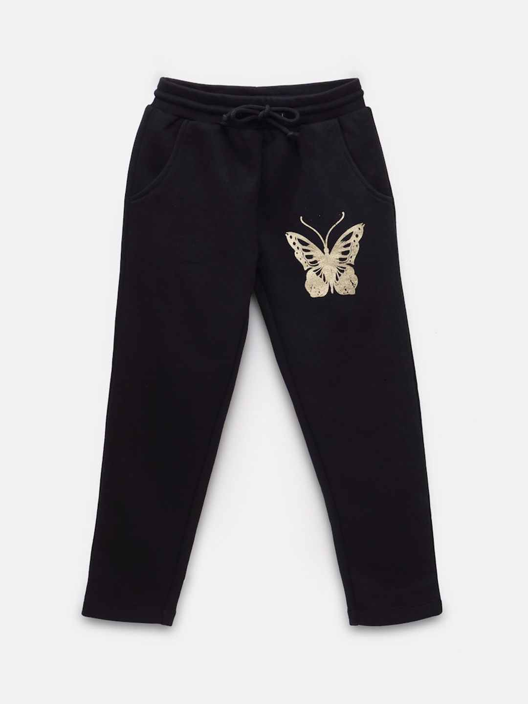 

NYNSH- PlusS Girls Black & Beige Printed Cotton Track Pants