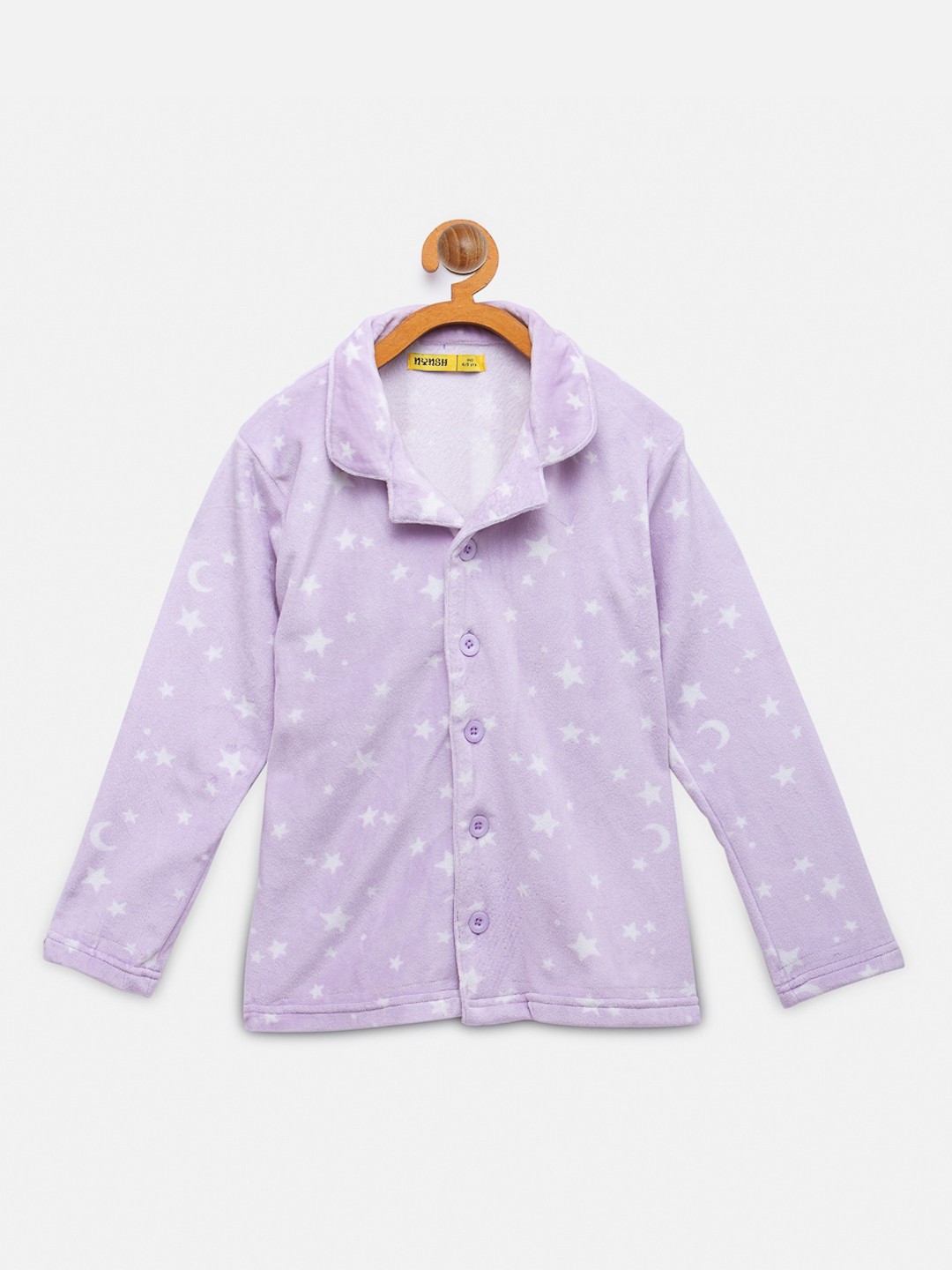 

NYNSH- PlusS Kids Girls Purple Printed Cotton Night suit
