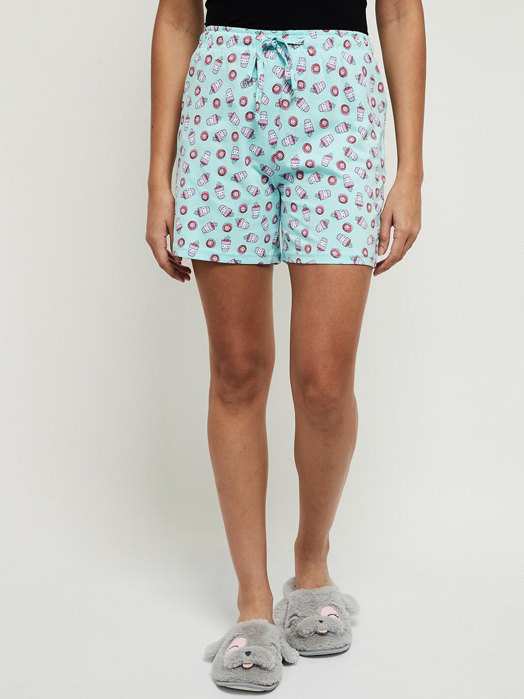 

max Women Blue & Pink Printed Lounge Shorts