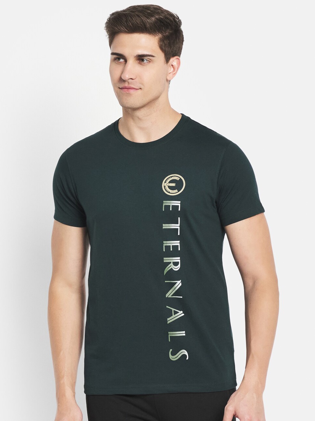 

Octave Men Green Typography Printed Cotton T-shirt