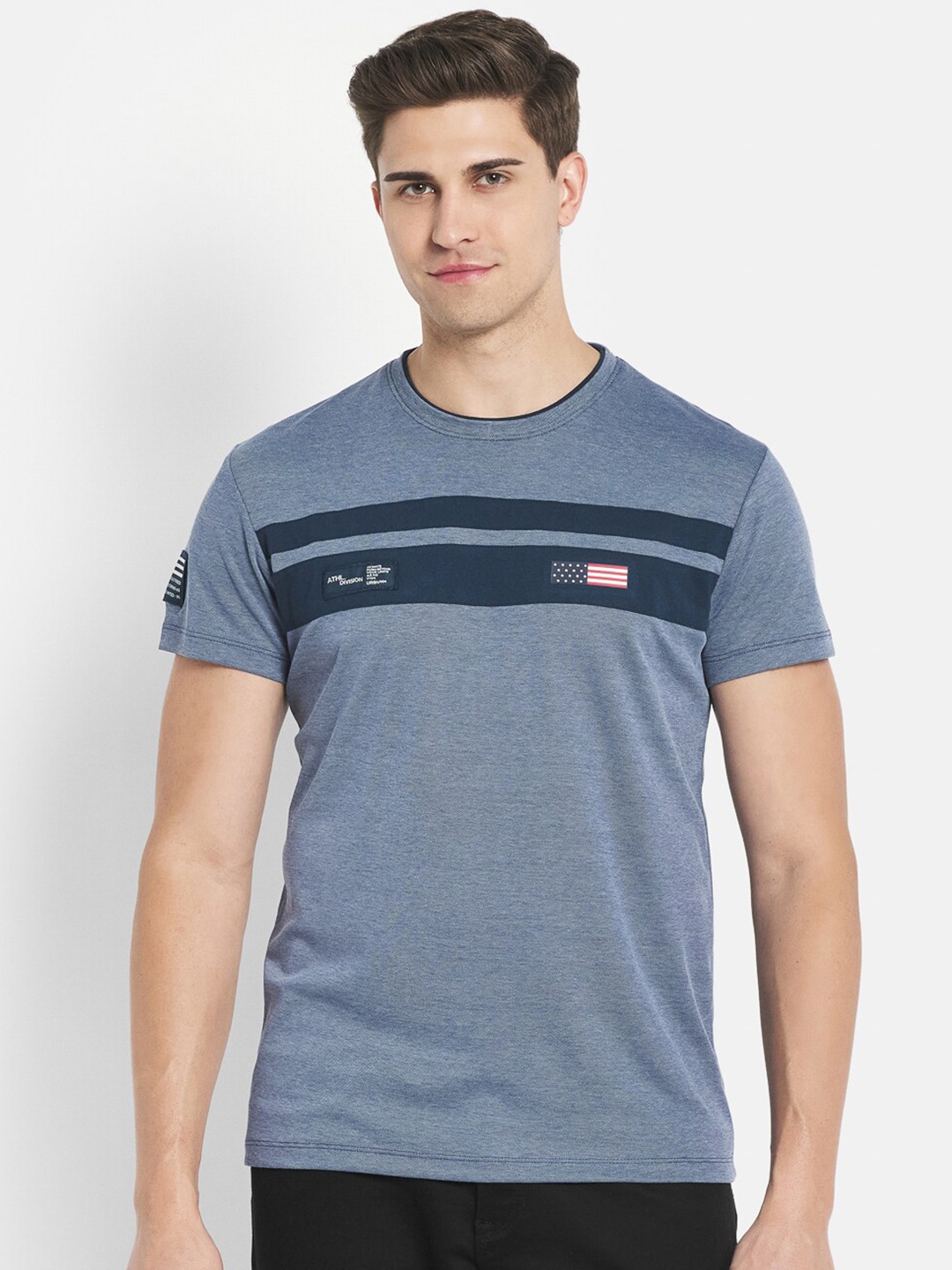 

Octave Men Navy Blue Typography Printed Cotton T-shirt