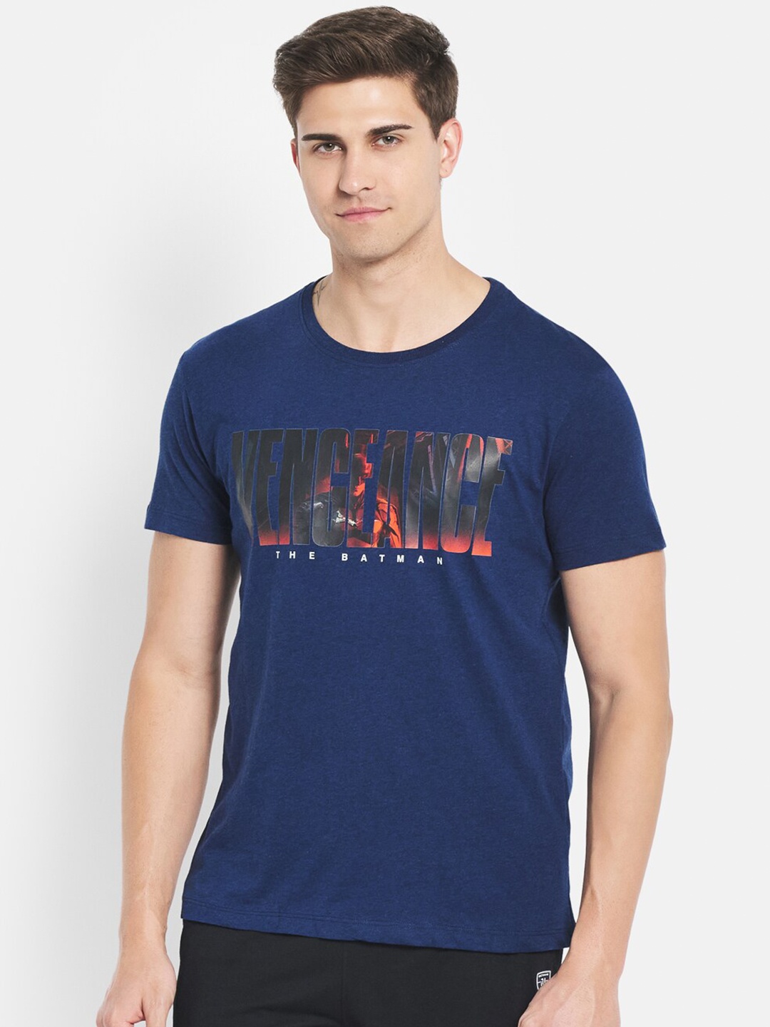 

Octave Men Blue Typography Printed Cotton T-shirt