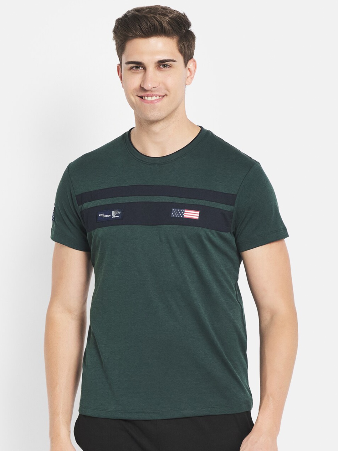 Octave Men Green Typography Printed Cotton T-shirt