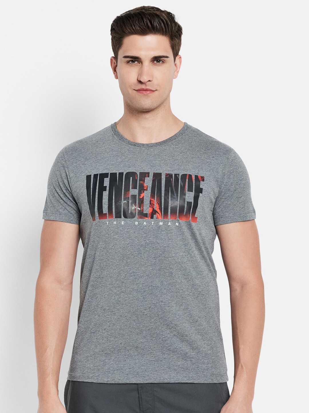 

Octave Men Grey Typography Printed Cotton T-shirt