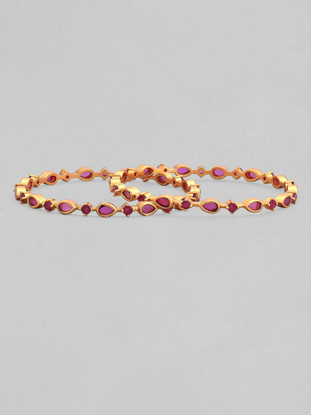 

Rubans 24K Gold-Plated Set of 4 Red Stone-Studded Bangles