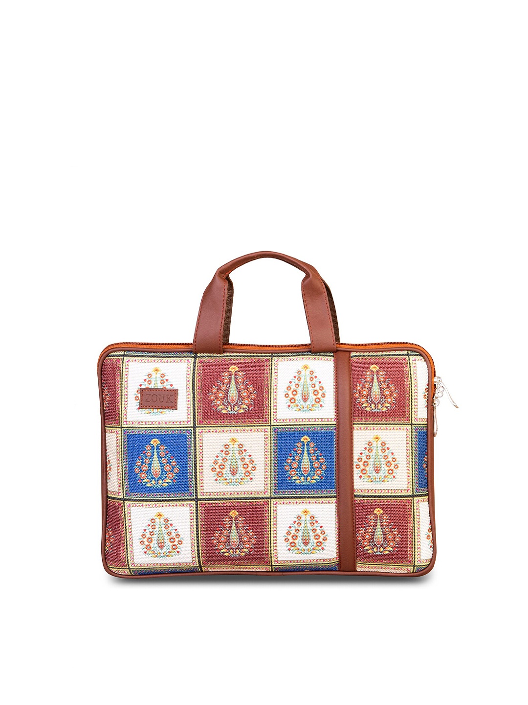 

ZOUK White & Brown Printed Laptop Bag