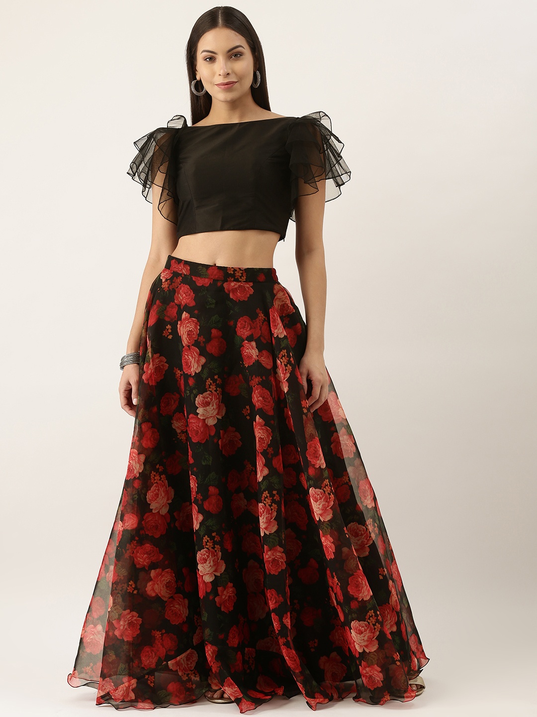 

Ethnovog Black Maroon Made to Measure Lehenga Choli