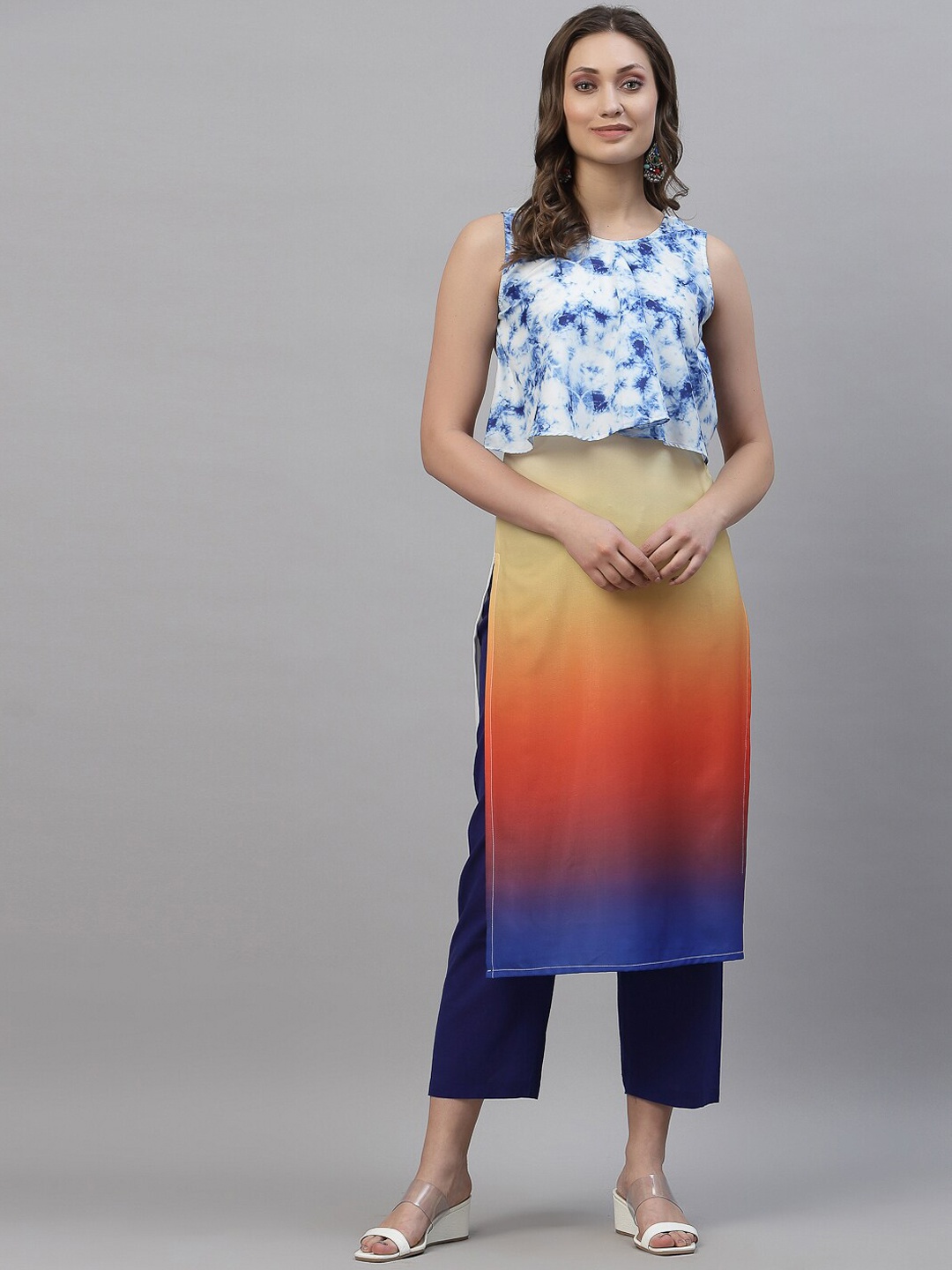 

SANISA Women Multicoloured Abstract Digital Printed Crepe Kurta, Multi