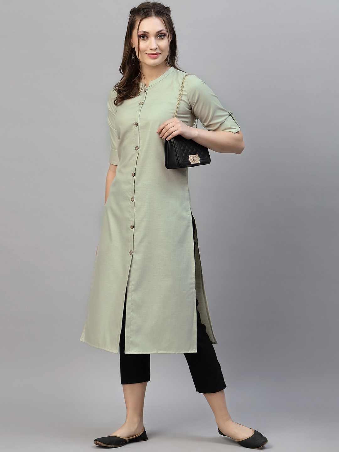 

SANISA Women Beige Dyed Cotton Kurta