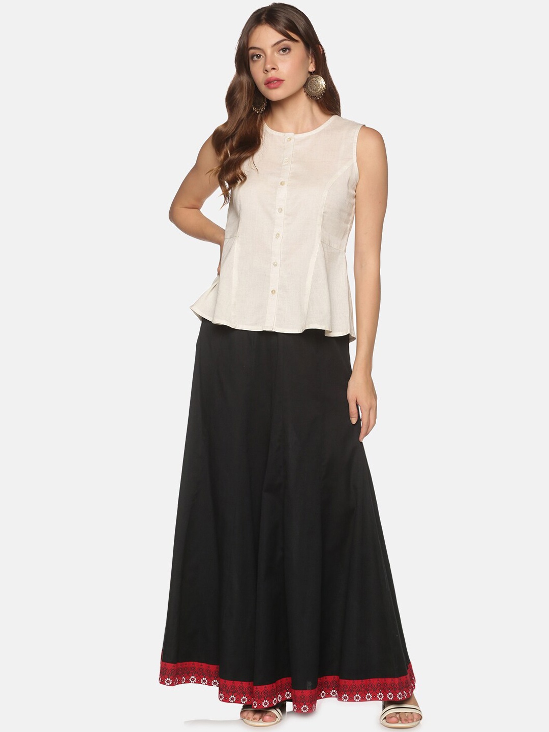 

Saffron Threads Women Off White Top with Palazzos