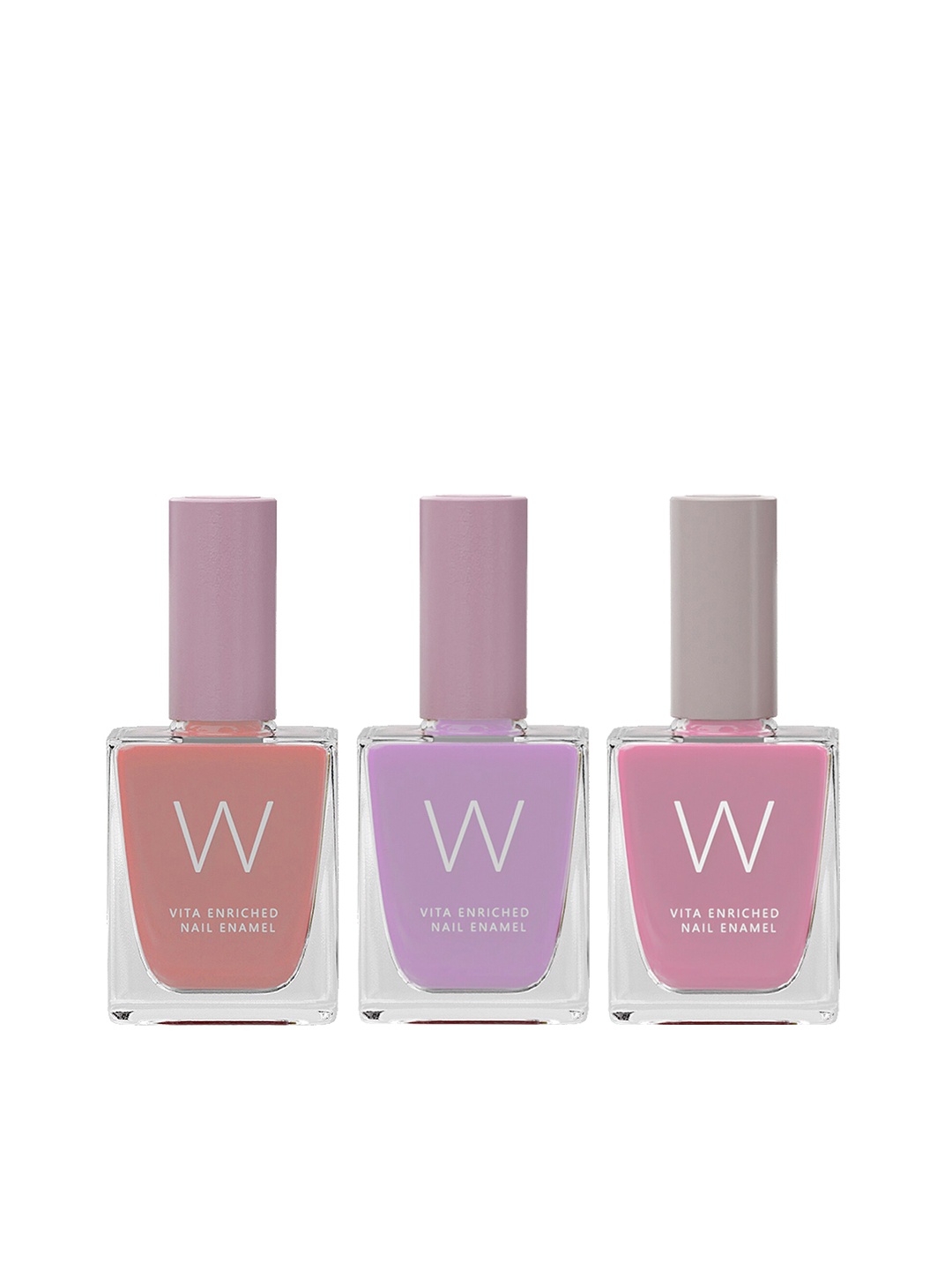 

W Set of 3 Vita Enriched Nail Enamels - Candy - Gleam - Blush, Purple