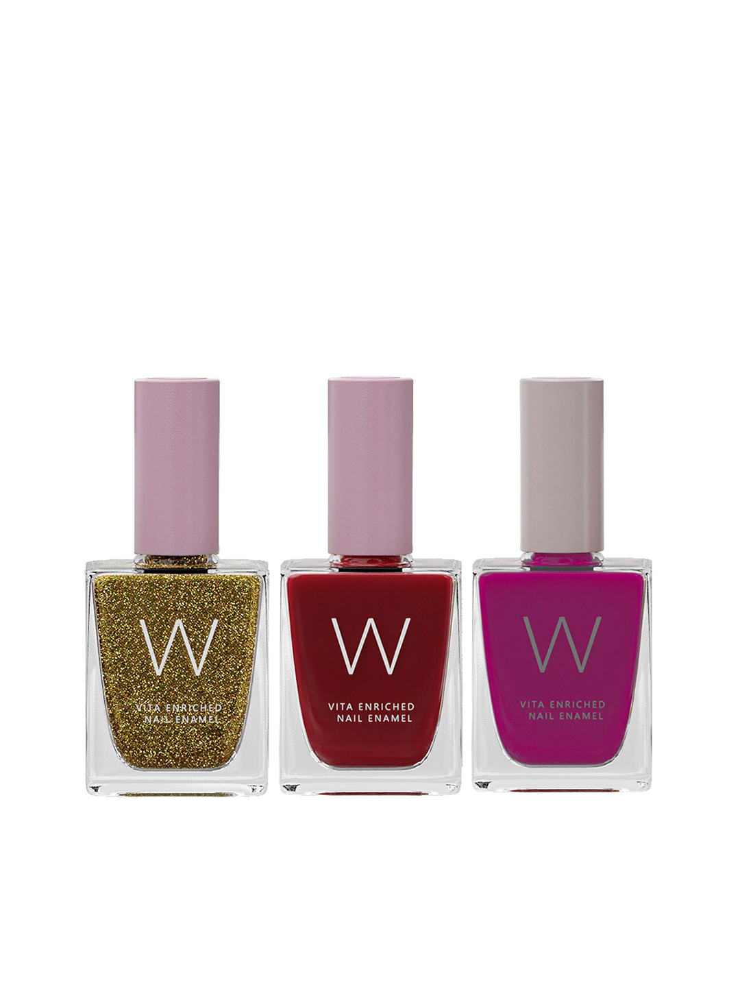 

W Set of 3 Vita Enriched Nail Enamels - Luster - Rouge - Carnival, Green