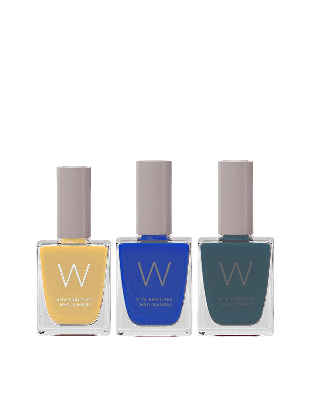 

W Set of 3 Vita Enriched Nail Enamels - Lit - Azure - Teal, Yellow