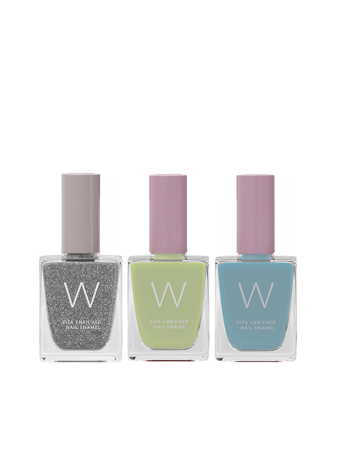 

W Set of 3 Vita Enriched Nail Enamels - Dazzle - Mermaid - Breeze, Silver