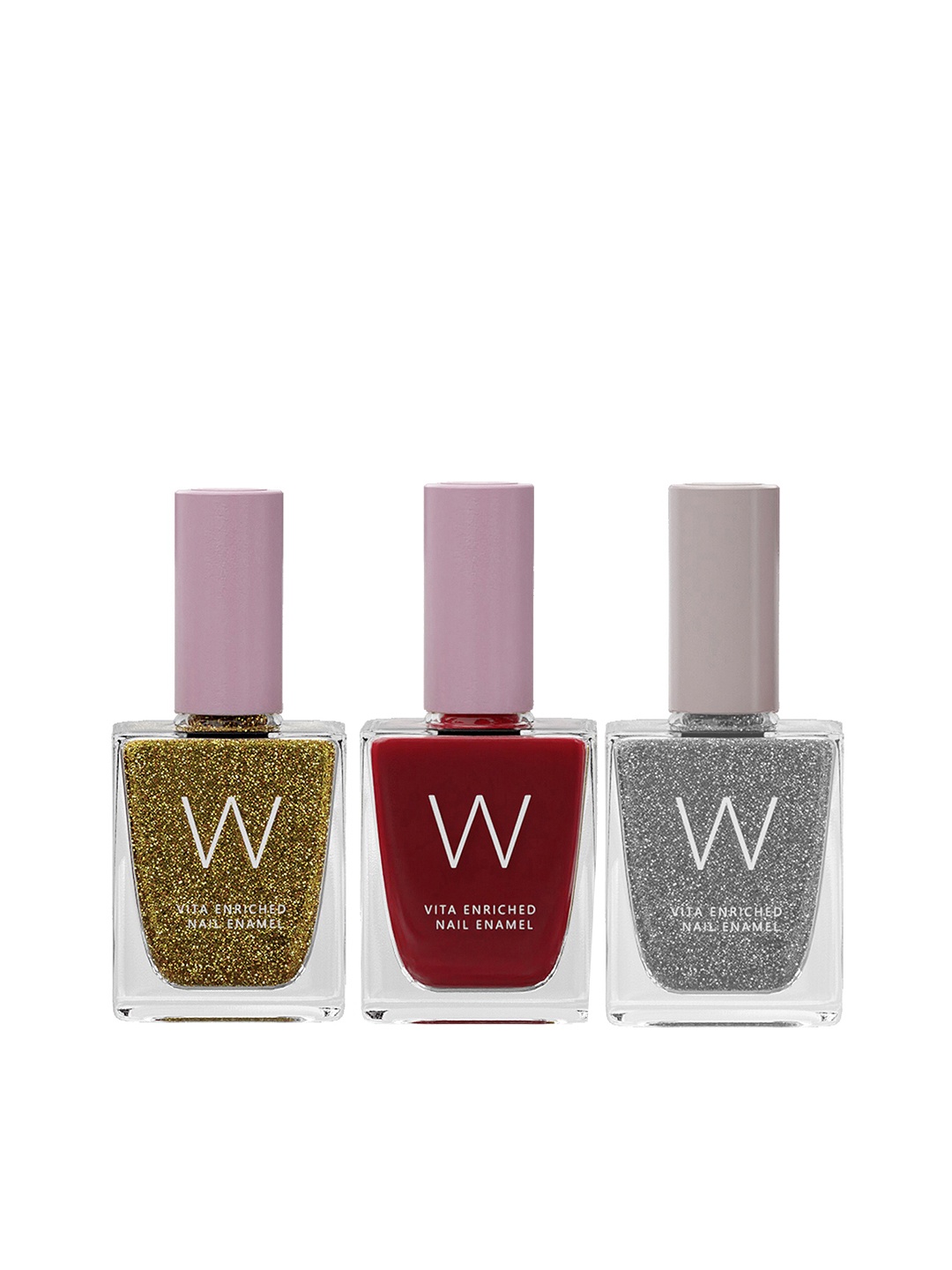 

W Set of 3 Vita Enriched Nail Enamels - Luster - Rouge - Dazzle, Green