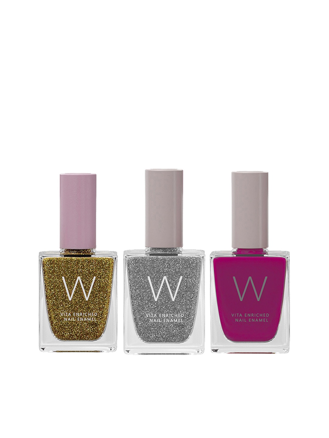 

W Set of 3 Vita Enriched Nail Enamels - Luster - Dazzle - Carnival, Green