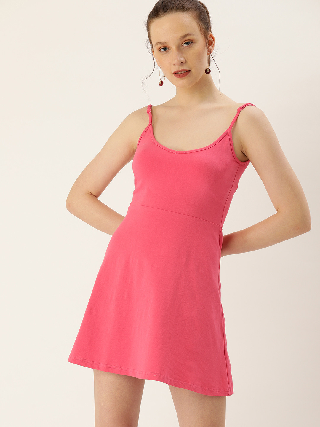 

FOREVER 21 Pink Shoulder Strap A-Line Mini Dress